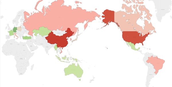 International tariffs sentiment map